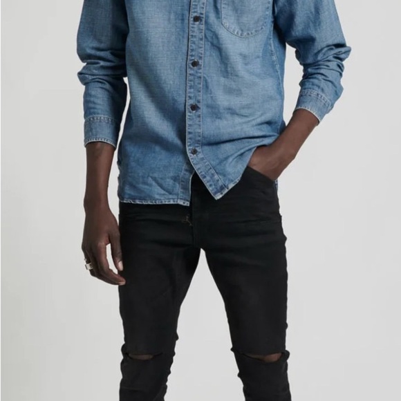 One Teaspoon Homme Liberty SANTA CRUZ Blue Casual Button Down Shirt Relaxed Fit - Picture 2 of 2